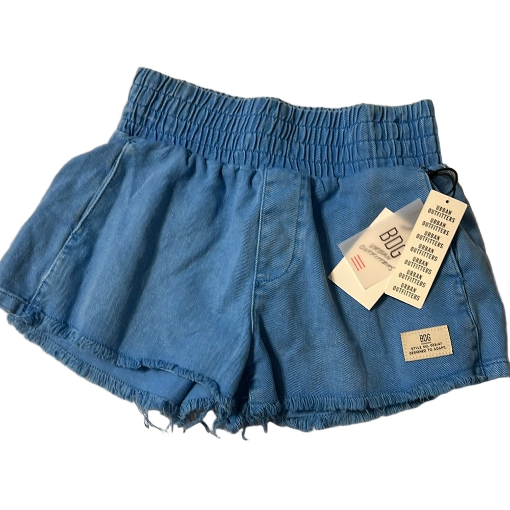 BDG Urban Outfitters Blue High-Rise Denim Shorts Frayed Hem – Size S – NWT